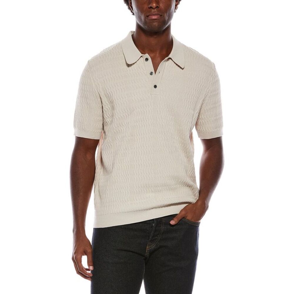 Slate & Stone Mens  Wave Knit Polo Sweater, Brown